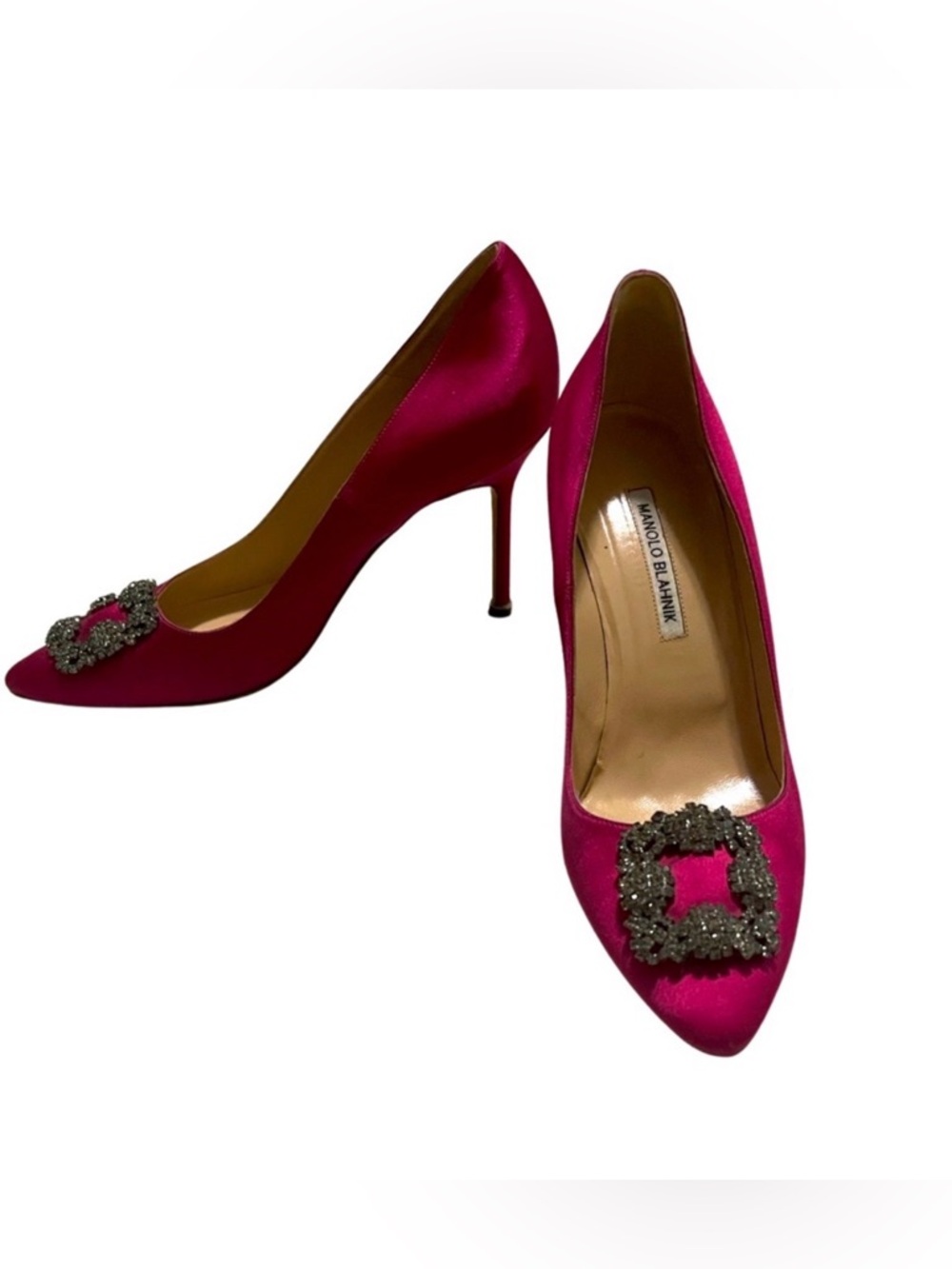 Magenta Raspberry Manolo Blahnik Hangisi Shoes Heels With Box